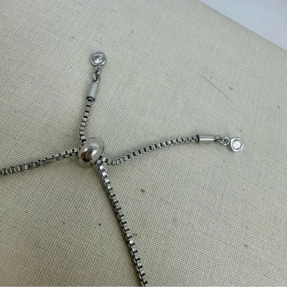 Classic Tennis Silver Tone Adjustable Bracelet with Crystals - Picture 3 of 6